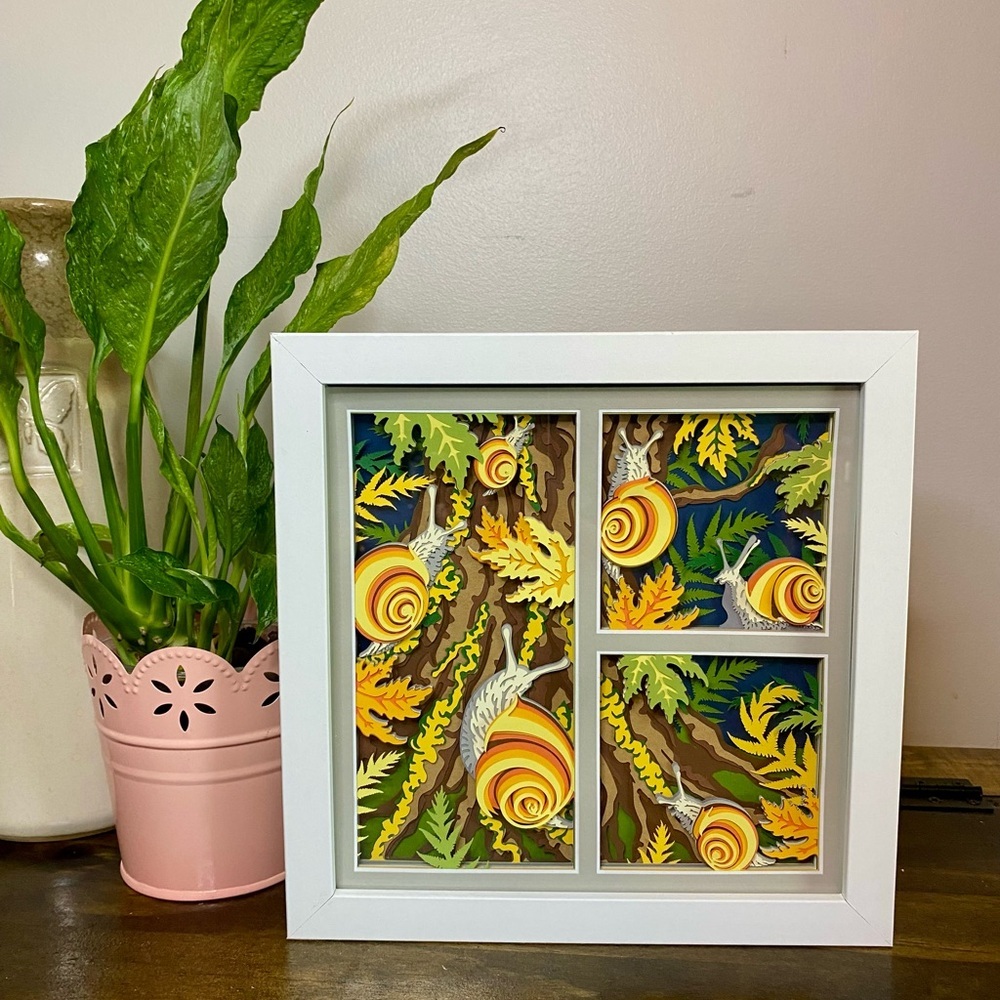 3D Snail Forest Shadowbox